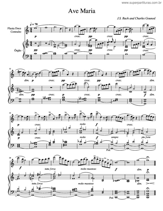 Partitura da música Ave Maria – Charles Gounod v.3