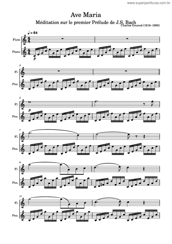 Partitura da música Ave Maria – Charles Gounod
