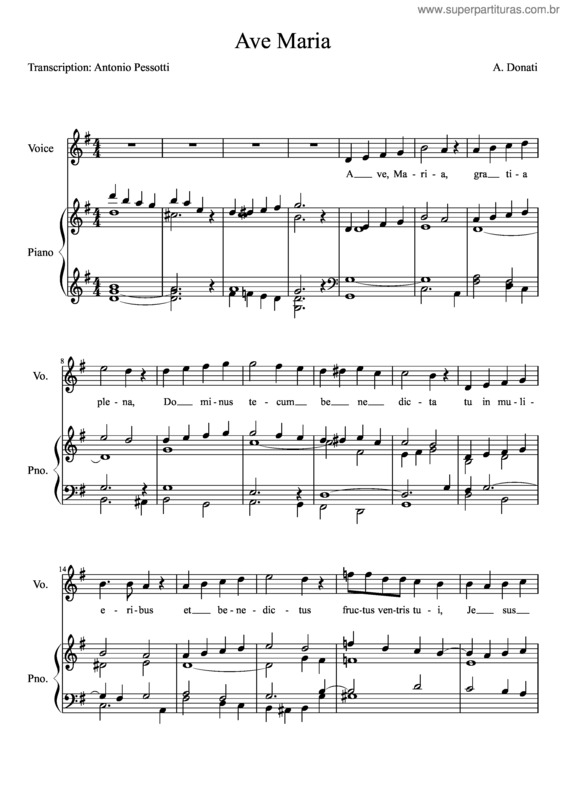 Partitura da música Ave Maria – Donati