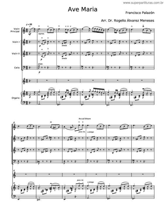 Partitura da música Ave Maria – Francisco Palazón v.2