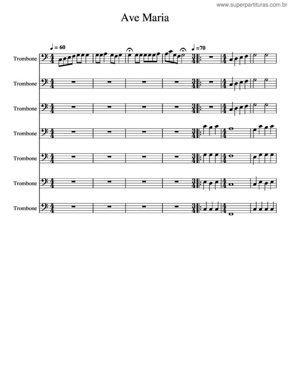 Partitura da música Ave Maria – Franz Biebl v.2