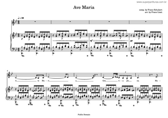 Partitura da música Ave Maria – Franz Liszt & Schubert