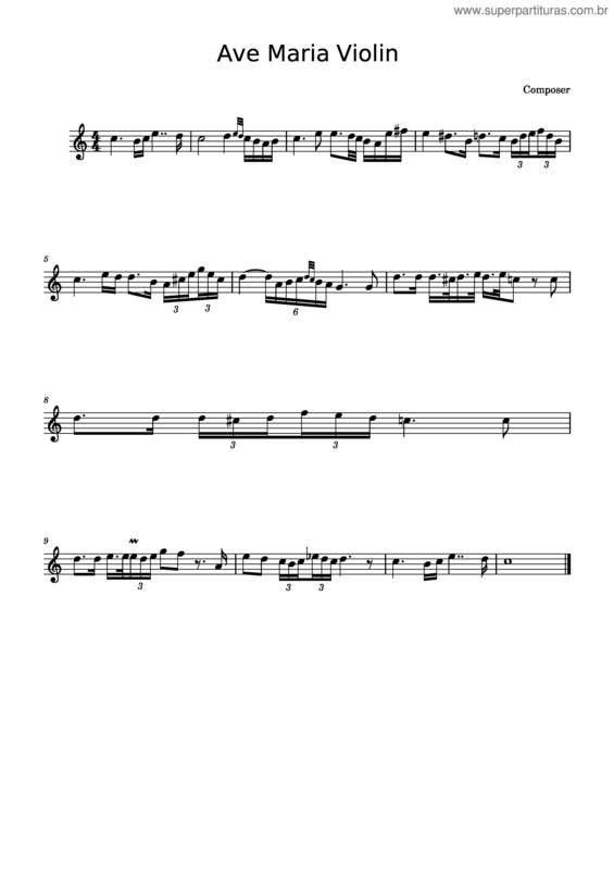 Partitura da música Ave Maria – Franz Schubert Ave Maria Violin