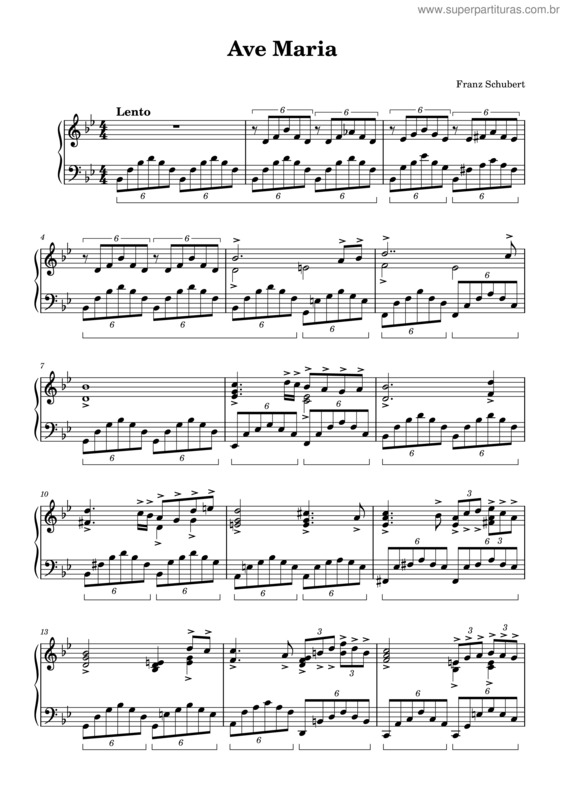 Partitura da música Ave Maria – Franz Schubert v.7