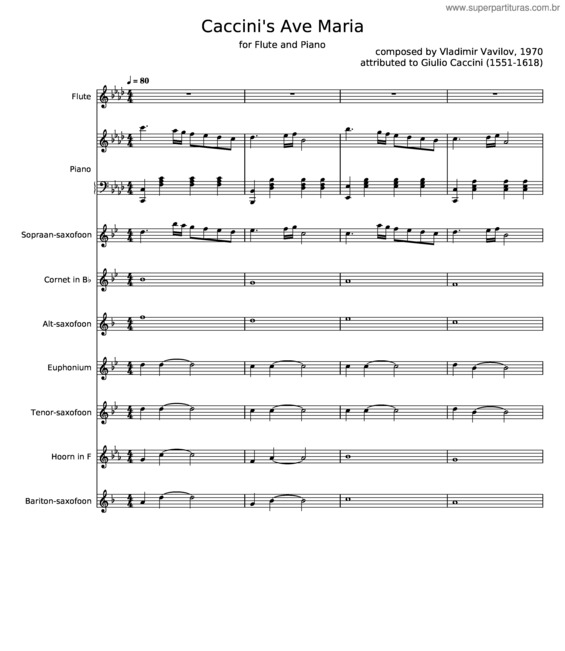 Partitura da música Ave Maria – Giulio Caccini v.11