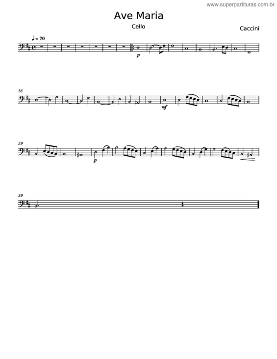 Partitura da música Ave Maria – Giulio Caccini v.12