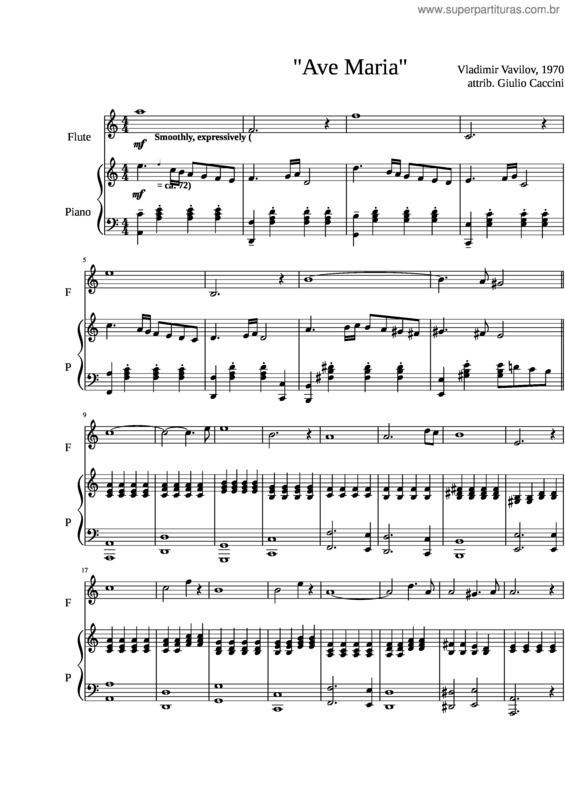 Partitura da música Ave Maria – Giulio Caccini v.2