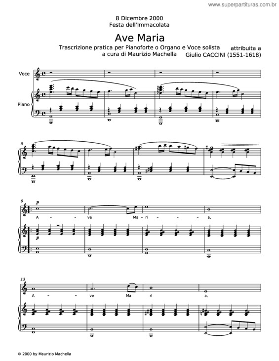 Partitura da música Ave Maria – Giulio Caccini v.4