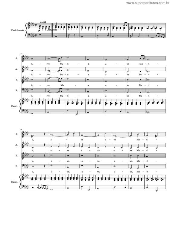 Partitura da música Ave Maria – Giulio Caccini v.9