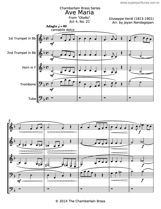 Partitura da música Ave Maria – Giuseppe Verdi v.2