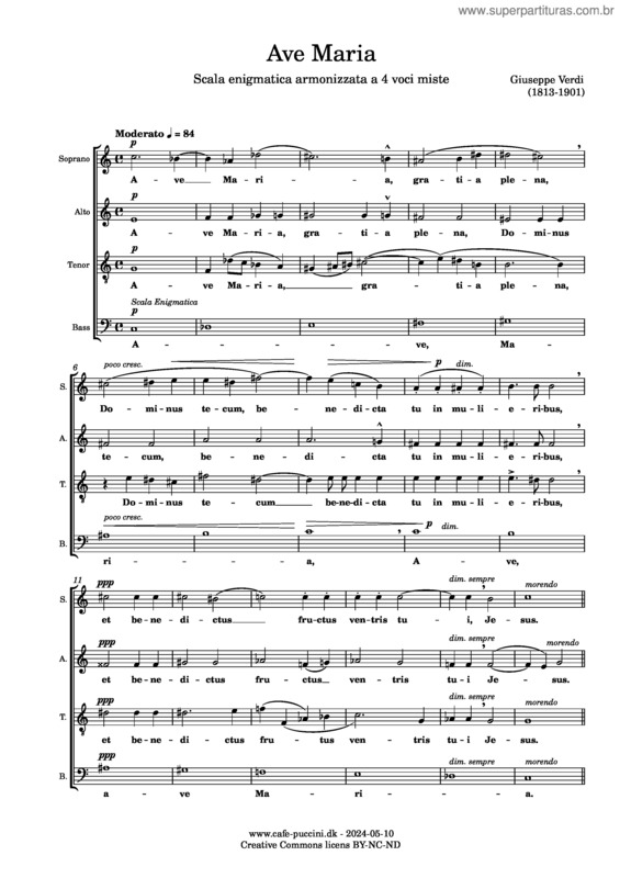 Partitura da música Ave Maria – Giuseppe Verdi