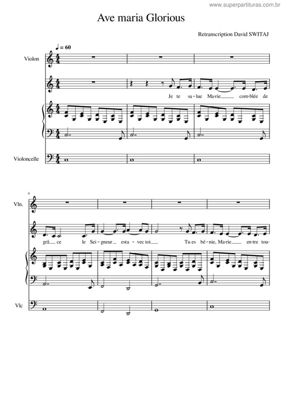 Partitura da música Ave Maria – Glorious Ave_Maria_Glorious  Cello–Violon