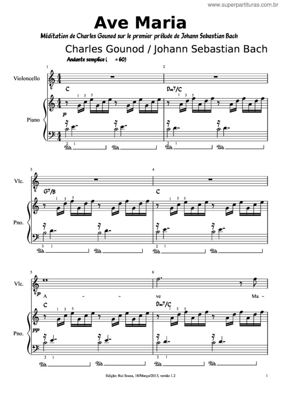Partitura da música Ave Maria – Gounod