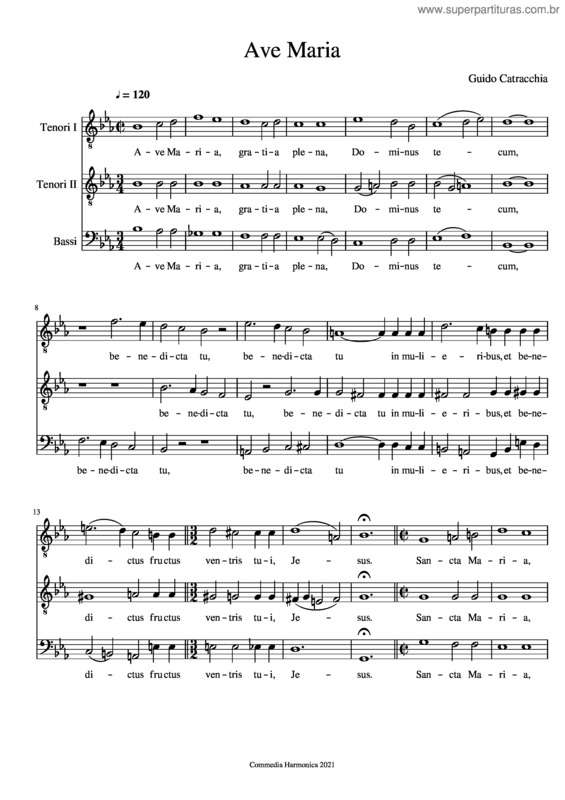 Partitura da música Ave Maria – Guido Catracchia Ave Maria – Catracchia