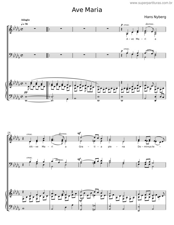 Partitura da música Ave Maria – Hans Nyberg
