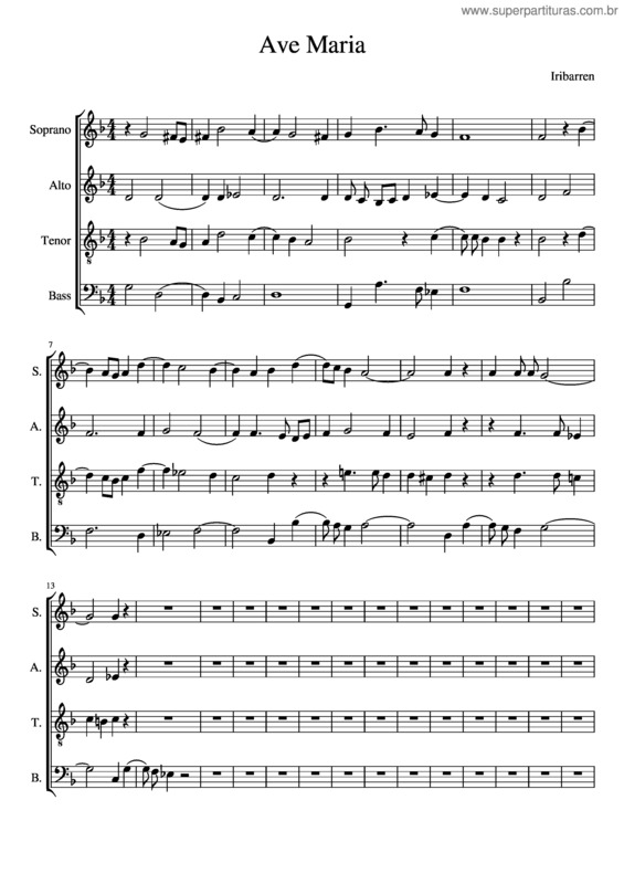 Partitura da música Ave Maria – Iribarren