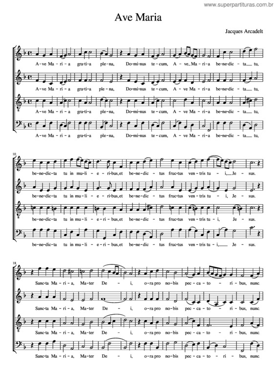 Partitura da música Ave Maria – Jacob Arcadelt v.4