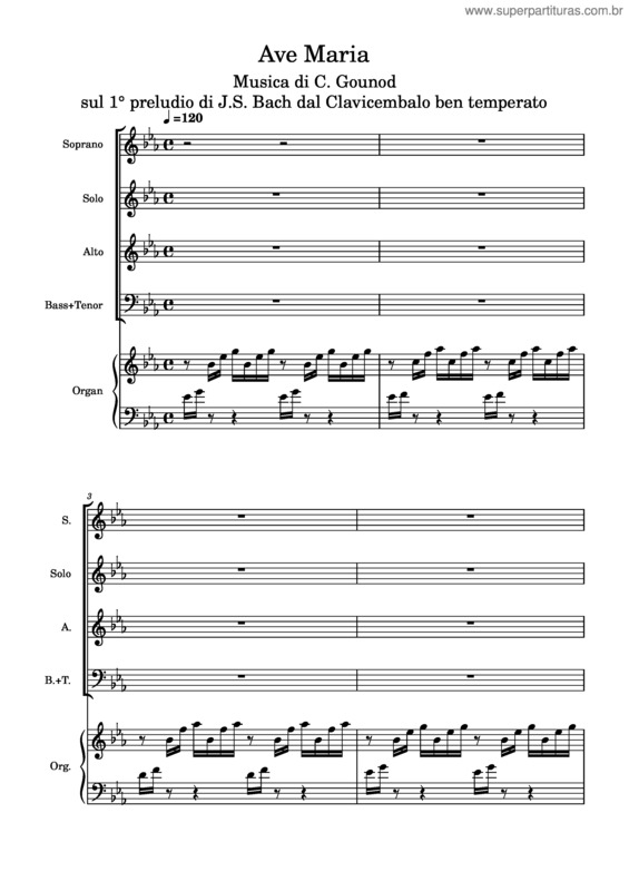 Partitura da música Ave Maria – Johann Sebastian Bach Ave Maria – J.S.Bach – Arr.
