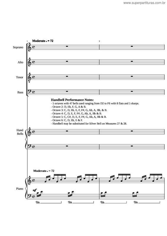 Partitura da música Ave Maria – Johann Sebastian Bach