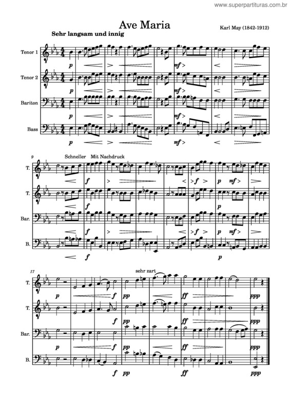 Partitura da música Ave Maria – Karl May