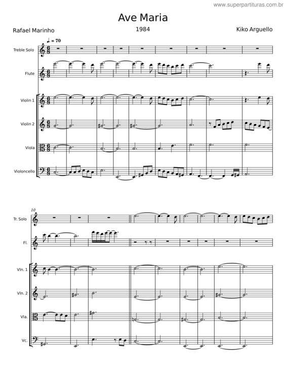 Partitura da música Ave Maria – Kiko Arguello