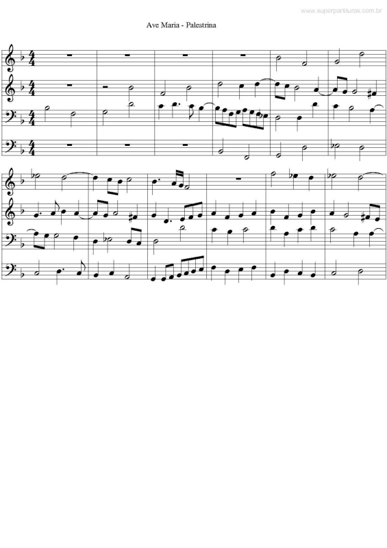 Partitura da música Ave Maria - Palestrina