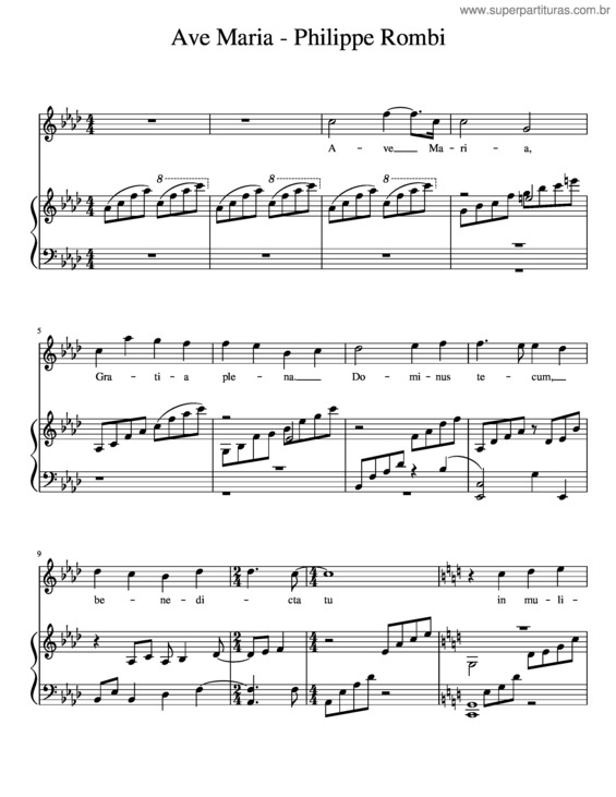 Partitura da música Ave Maria – Philippe Rombi