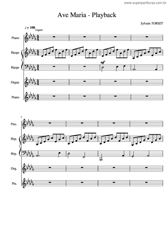 Partitura da música Ave Maria – Playback – Sylvain Torset