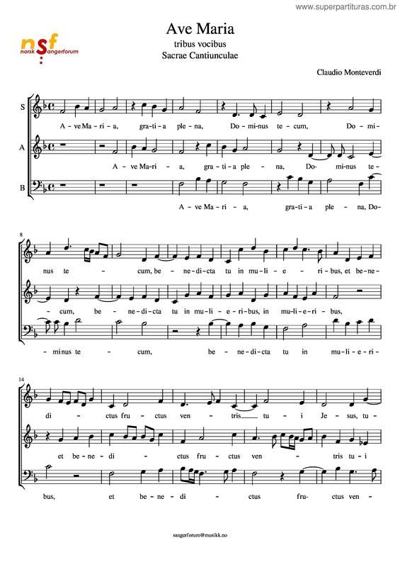 Partitura da música Ave Maria – Sab Monteverdi