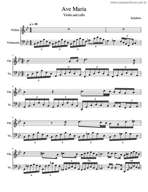 Partitura da música Ave Maria – Schubert – Violin And Cello