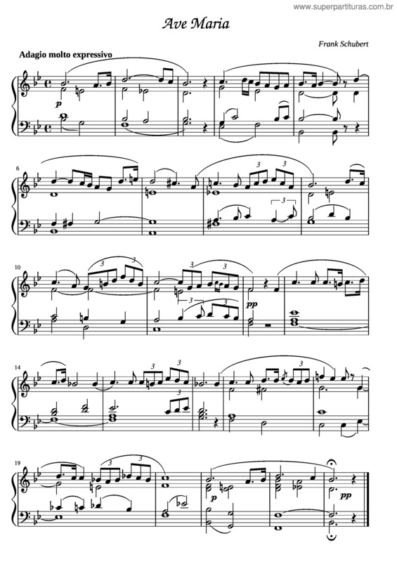Partitura da música Ave Maria – Schubert v.2