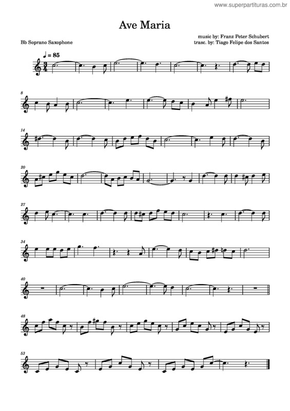 Partitura da música Ave Maria – Schubert