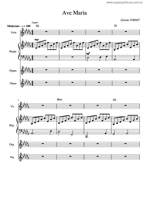 Partitura da música Ave Maria – Sylvain Torset