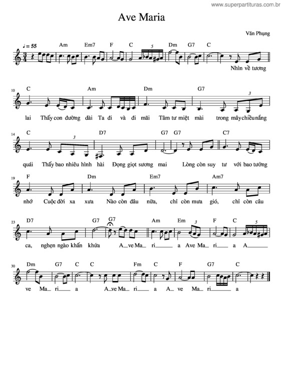 Partitura da música Ave Maria – Van Phung