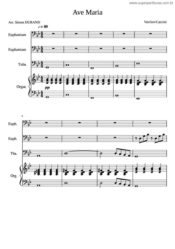 Partitura da música Ave Maria – Vasilov/Caccini