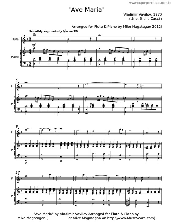 Partitura da música Ave Maria – Vladimir Fyodorovich Vavilov v.2