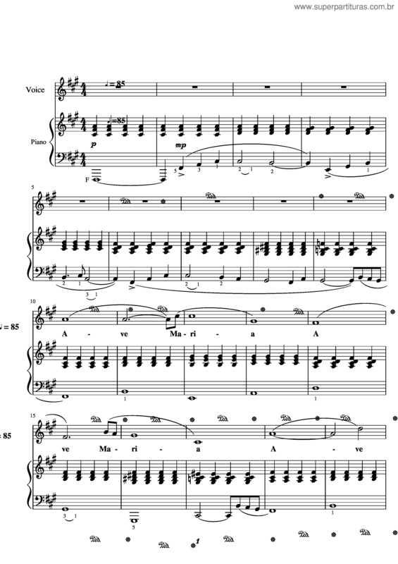 Partitura da música Ave Maria – Vladimir Fyodorovich Vavilov