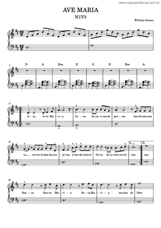 Partitura da música Ave Maria – William Gomez Ave Maria – William Gomez N1v3