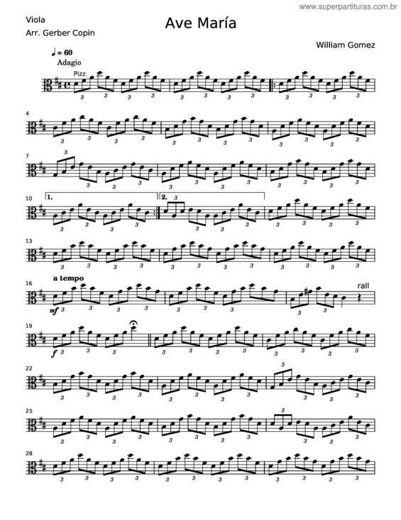 Partitura da música Ave Maria – William Gomez v.10
