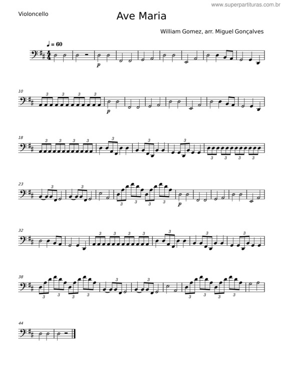 Partitura da música Ave Maria – William Gomez v.11