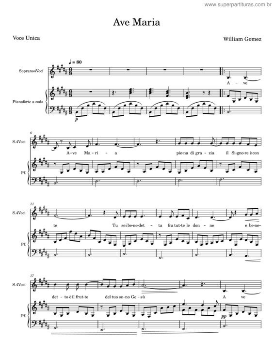 Partitura da música Ave Maria – William Gomez v.12