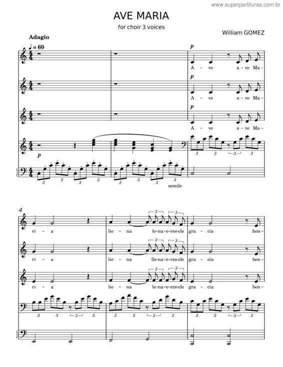 Partitura da música Ave Maria – William Gomez v.4