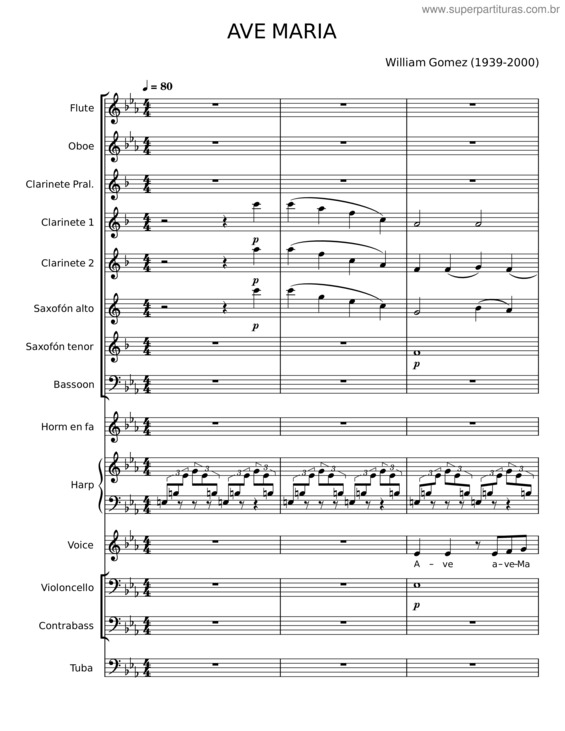 Partitura da música Ave Maria – William Gomez v.5