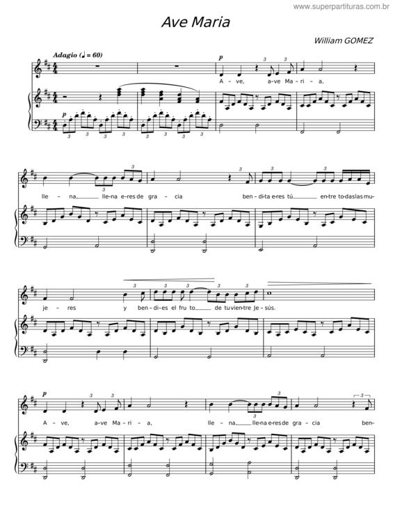 Partitura da música Ave Maria – William Gomez v.6