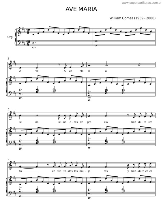 Partitura da música Ave Maria – William Gomez v.7