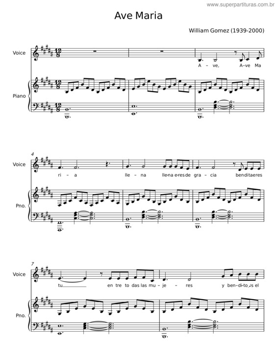 Partitura da música Ave Maria – William Gomez v.8