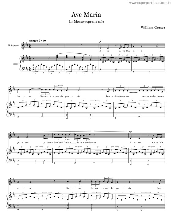 Partitura da música Ave Maria – William Gomez v.9