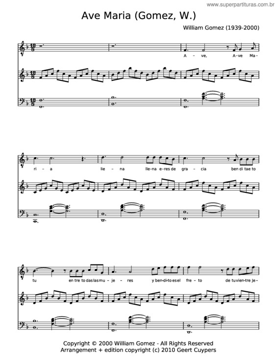 Partitura da música Ave Maria – William Gomez