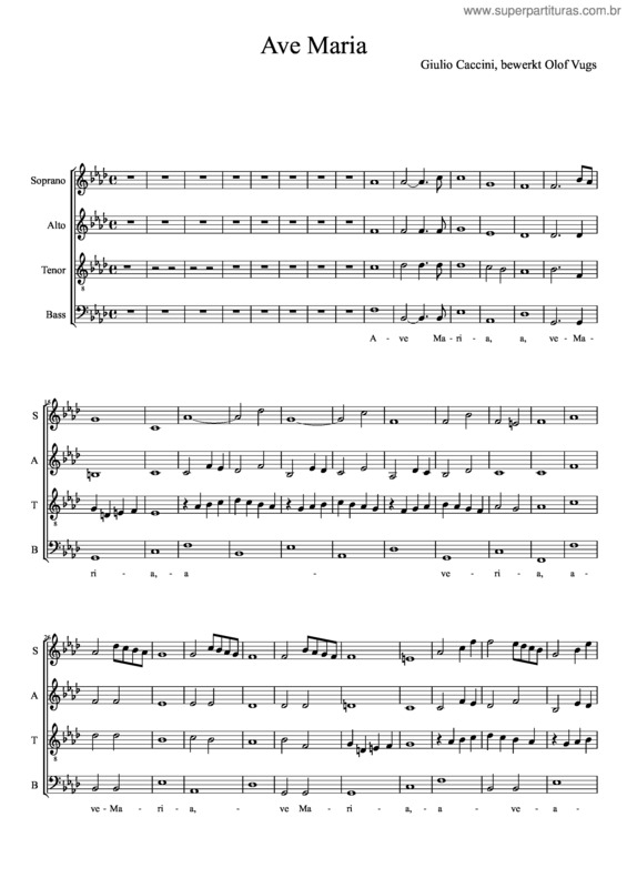 Partitura da música Ave Maria, Caccini