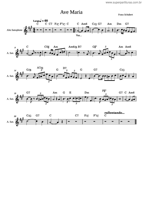 Partitura da música Ave Maria, D.839 – Franz Schubert 04 For Alto Sax